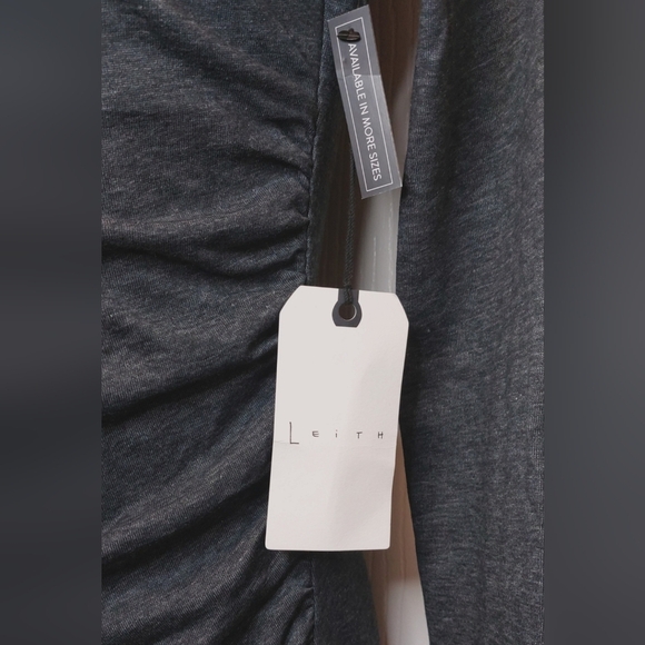 Leith NWT Size Small Grey Ruched Long Sleeve Bodycon Midi Dress Office Date Chic - Picture 6 of 11